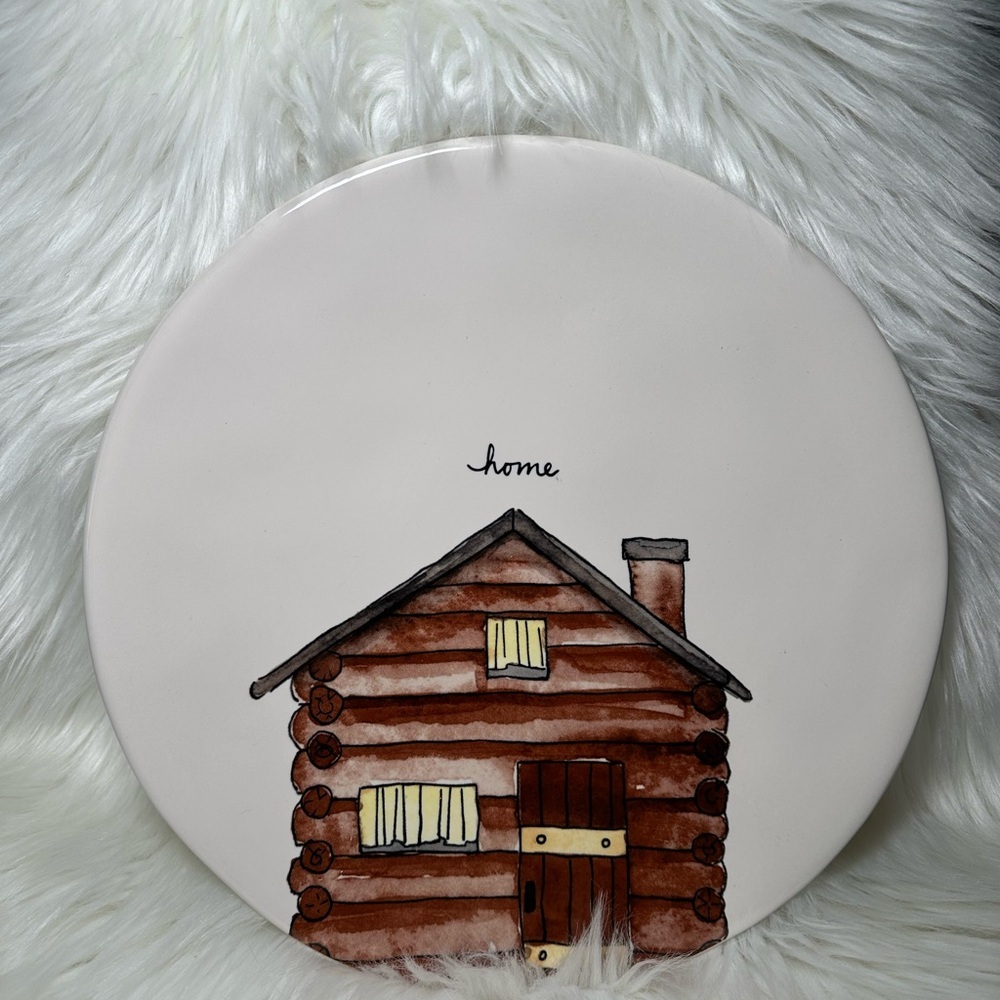 Rae Dunn Home Plate with Log Cabin